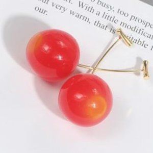 Cherry Earrings Drop Dangle Red Yellow NEW
